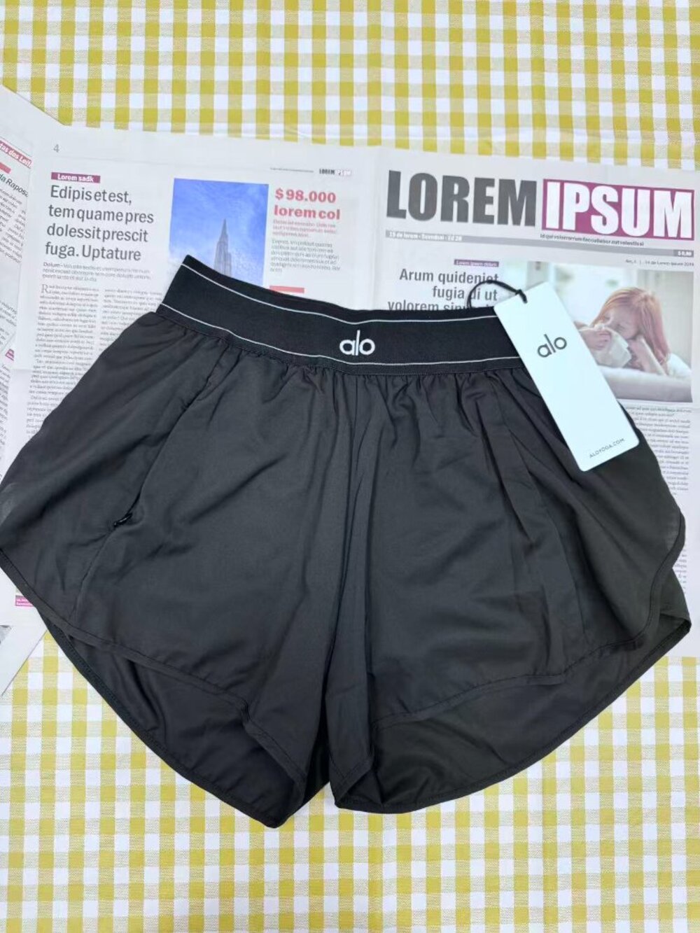 ALO Yoga Match Point Short Black 💗High Waist Athletic Running Tennis Shorts NWT - Picture 2 of 9